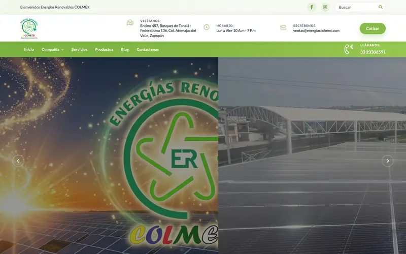 Sitio web de Energías Colmex