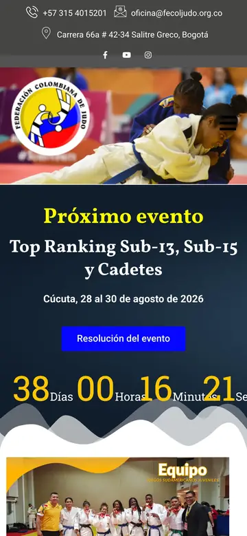 Versión móvil del sitio de FECOLJUDO