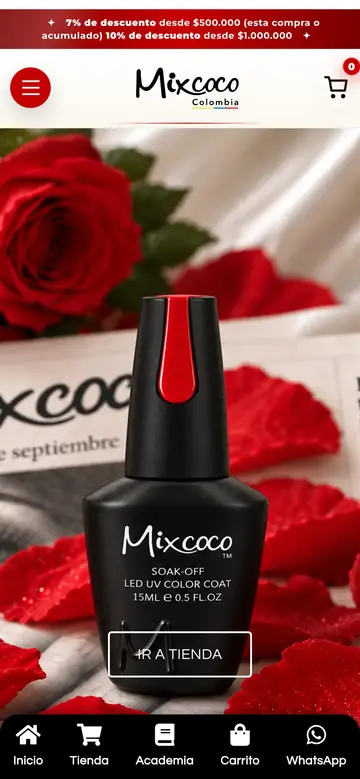 Mobile version of the site of Mixcoco
