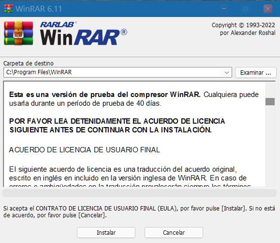 Pasos para instalar WinRAR
