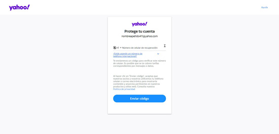 Crear cuenta en Yahoo 