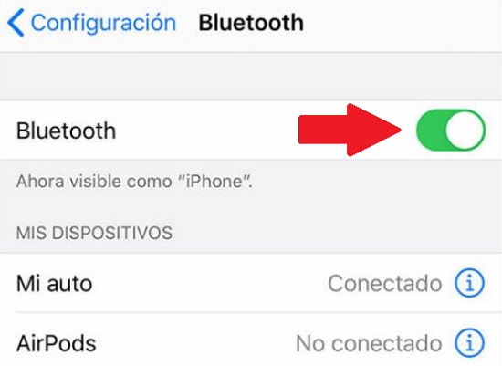 paso a paso para activar Bluetooth en iOS