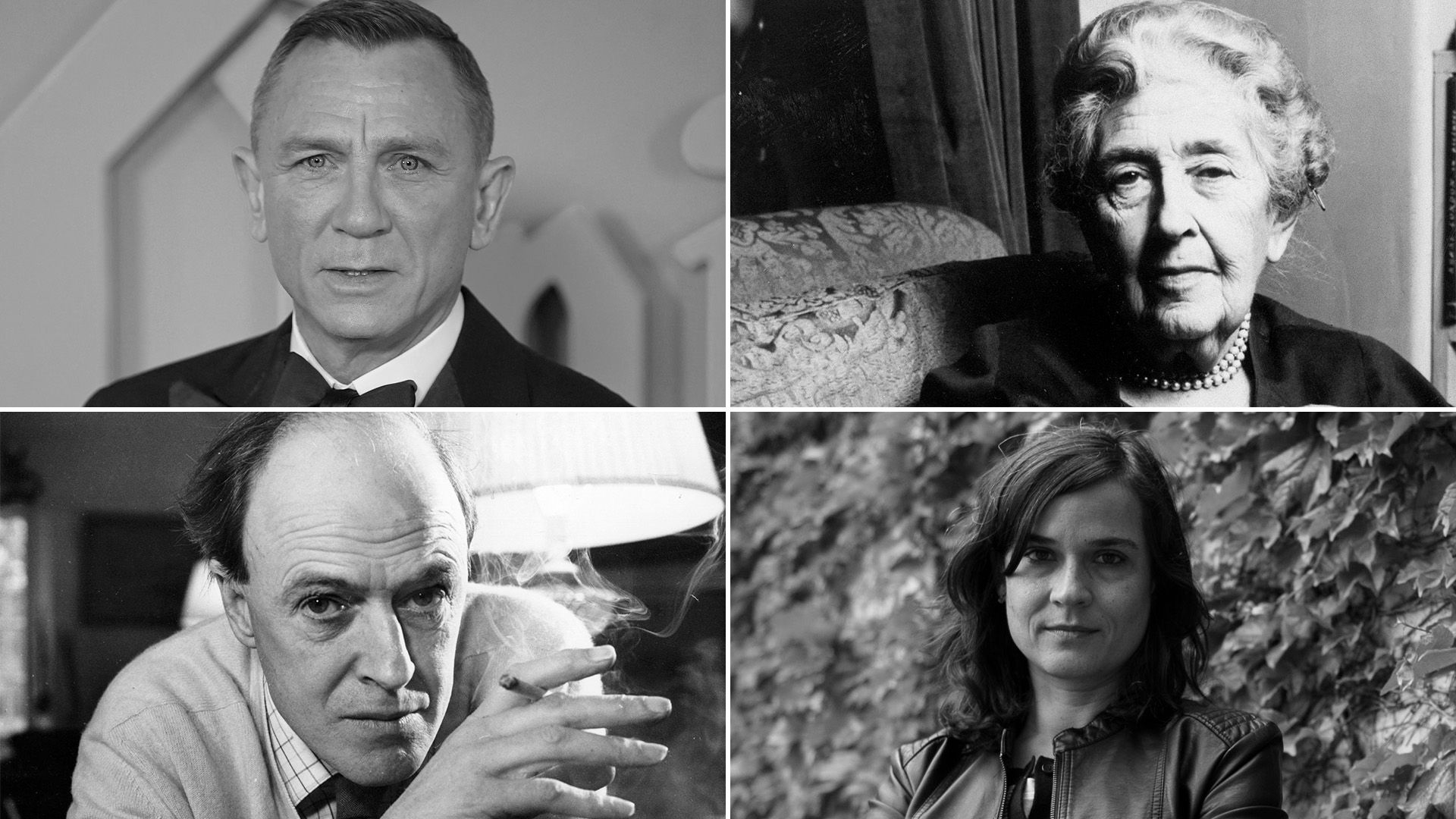 James Bond (Daniel Craig), Agatha Christie, Roal Dahl y Carolina Sanin