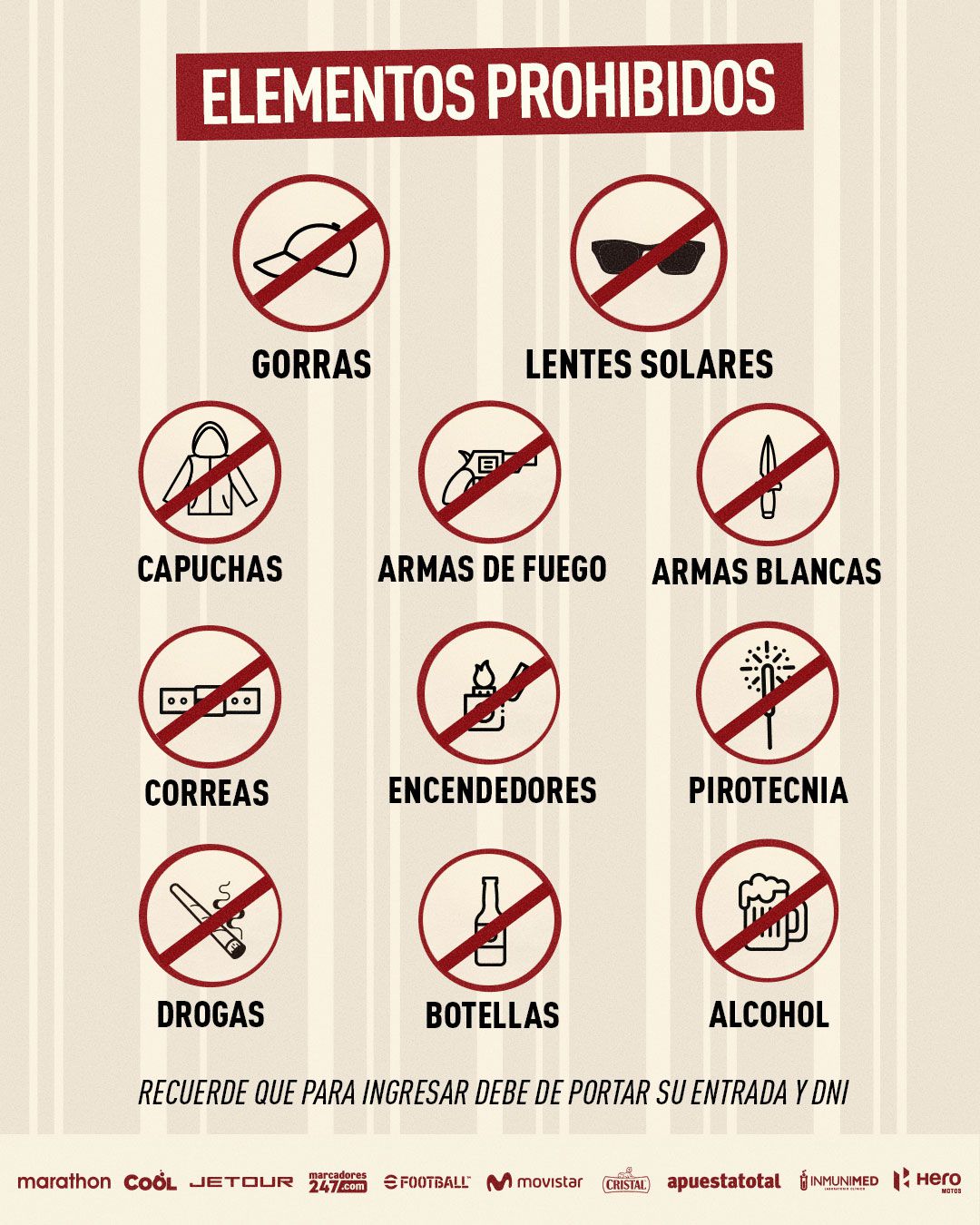 Elementos prohibidos para el Universitario vs Cristal.