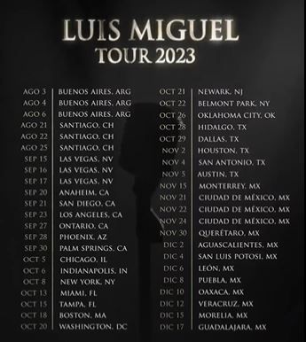 Luis Miguel tour fechas 2023