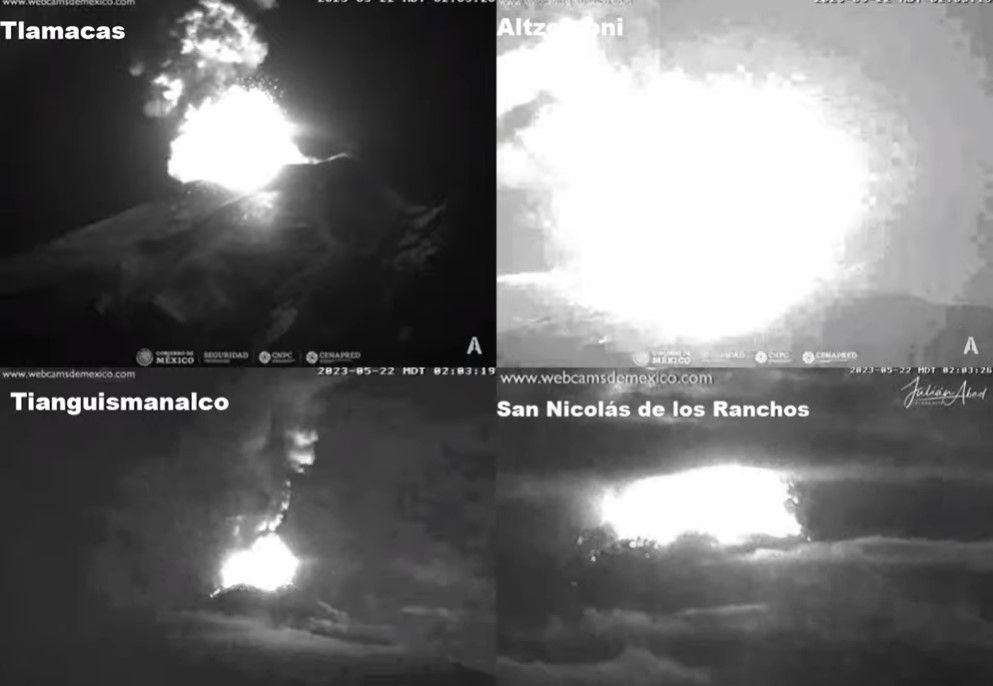 Erupción estromboliana del Popocatépetl. (Youtube/webcamsdemexico)