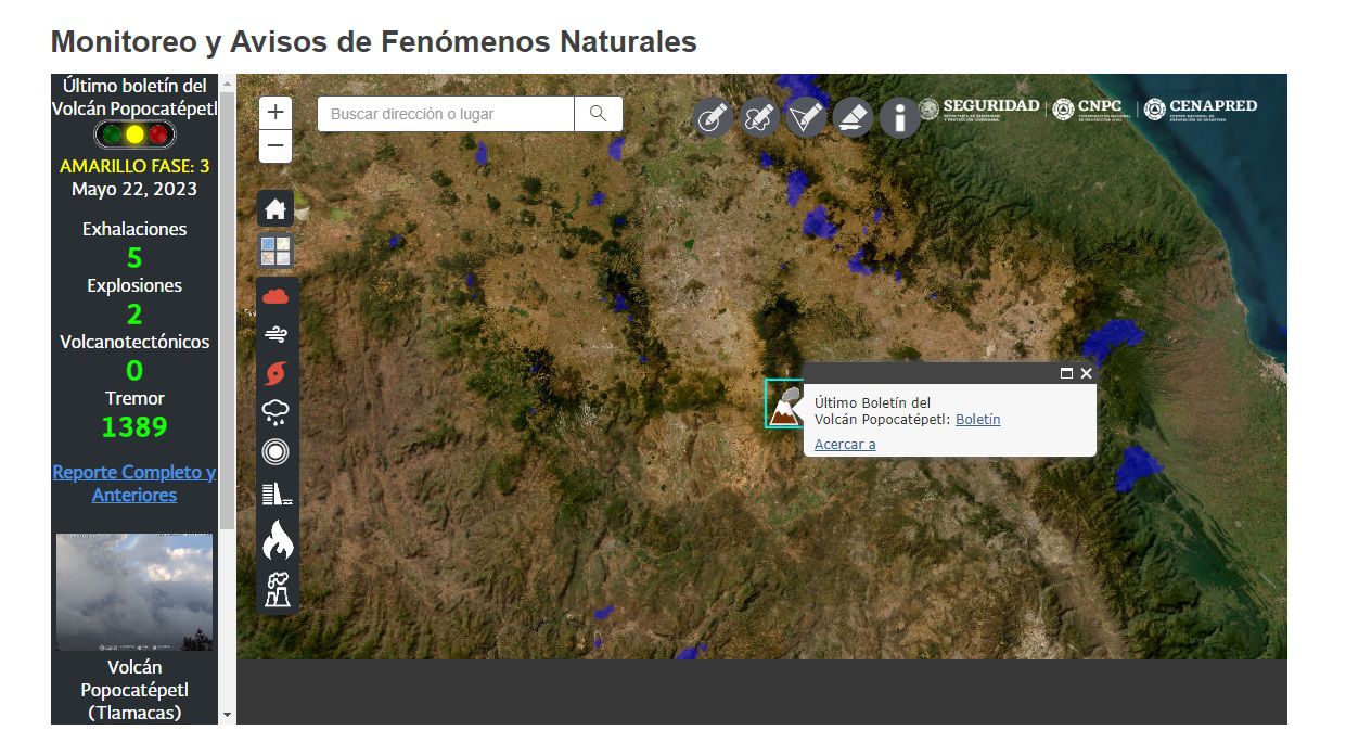 monitoreo volcán popocatépetl 22 de mayo
