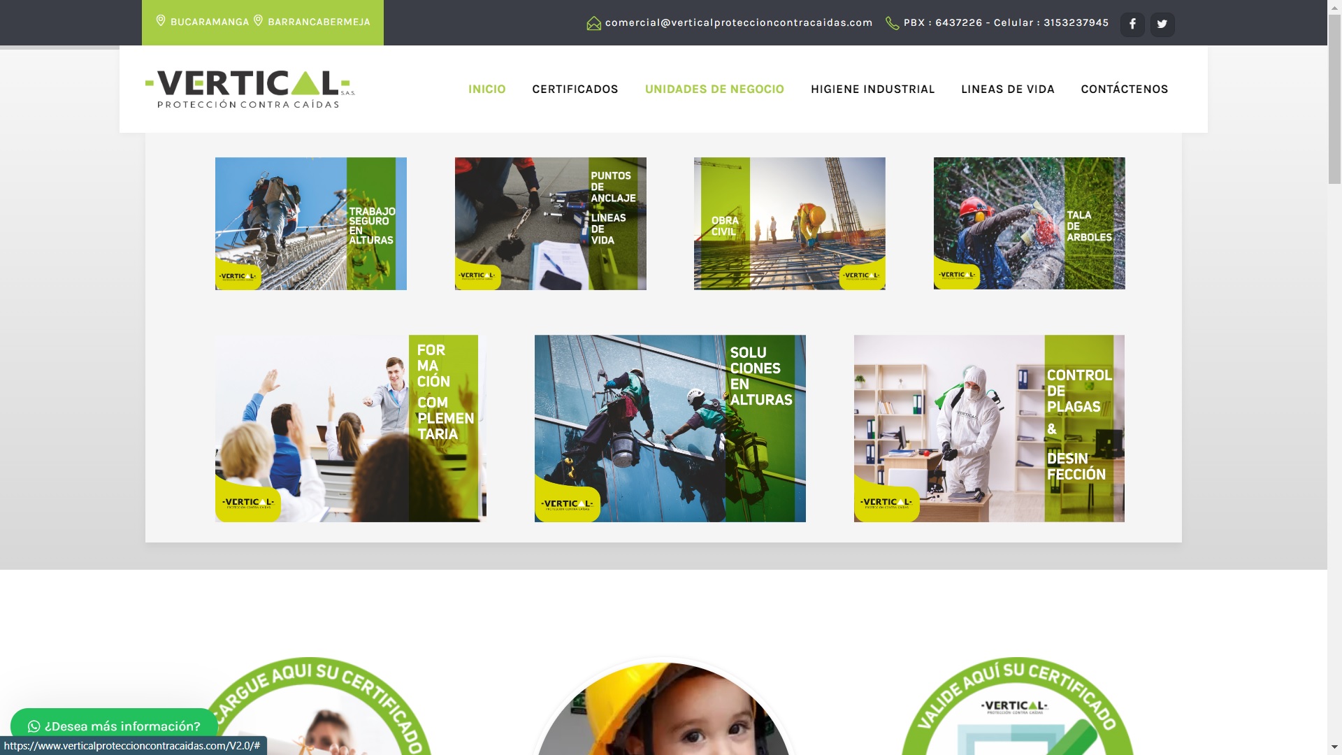 Renovación Diseño web y Software intranet para Vertical Protección Contra Caidas