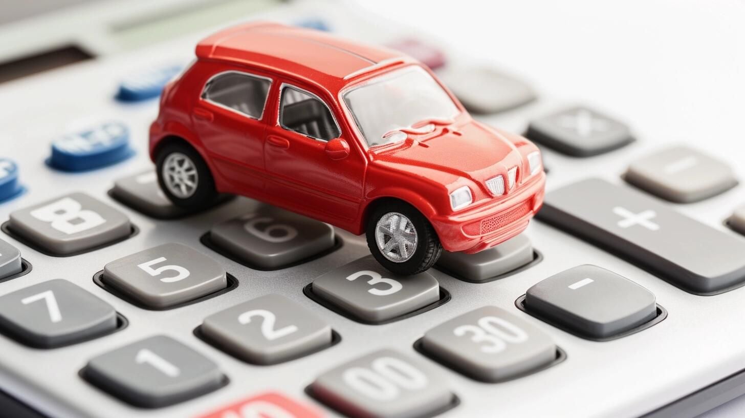 Concepto de costos en la industria automotriz, con un vehículo en miniatura sobre una calculadora y dinero, representando la planificación financiera y el impacto económico en el sector de automóviles. (Imagen ilustrativa Infobae)