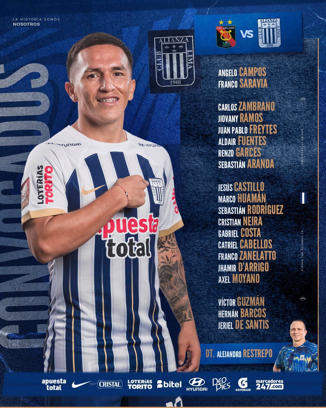 Los convocados 'blanquiazules' para el partido contra los 'rojinegros'. - Crédito: Alianza Lima