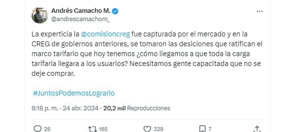 Ministro Omar Andrés Camacho criticó a la Creg - crédito captura de pantalla