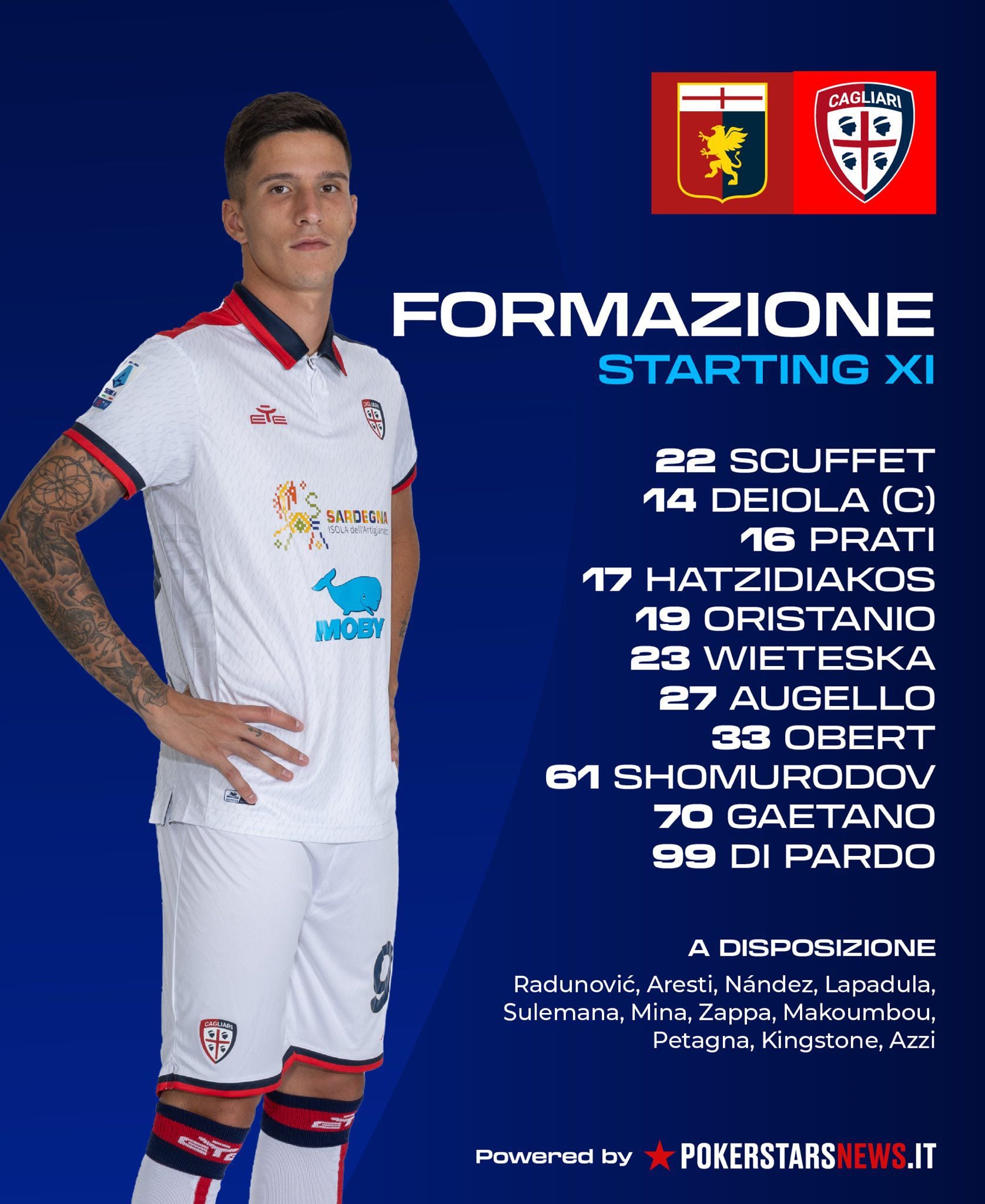 Alineación oficial del Cagliari por la jornada 34° del Calcio. - Crédito: Difusión