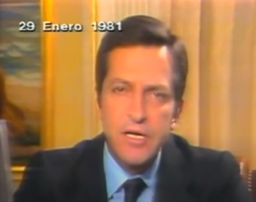 Adolfo Suárez anunciando su dimisión, el 29 de enero de 1981.