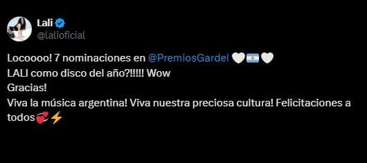 Lali premios gardel