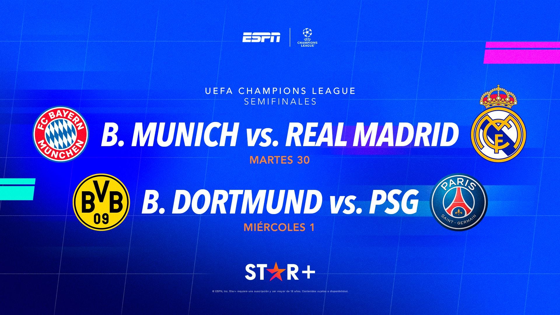 Star + y ESPN serán las plataformas que transmitirán las semifinales de la Champions League - crédito ESPN