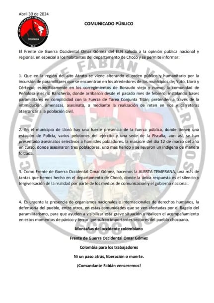 Comunicado del ELN