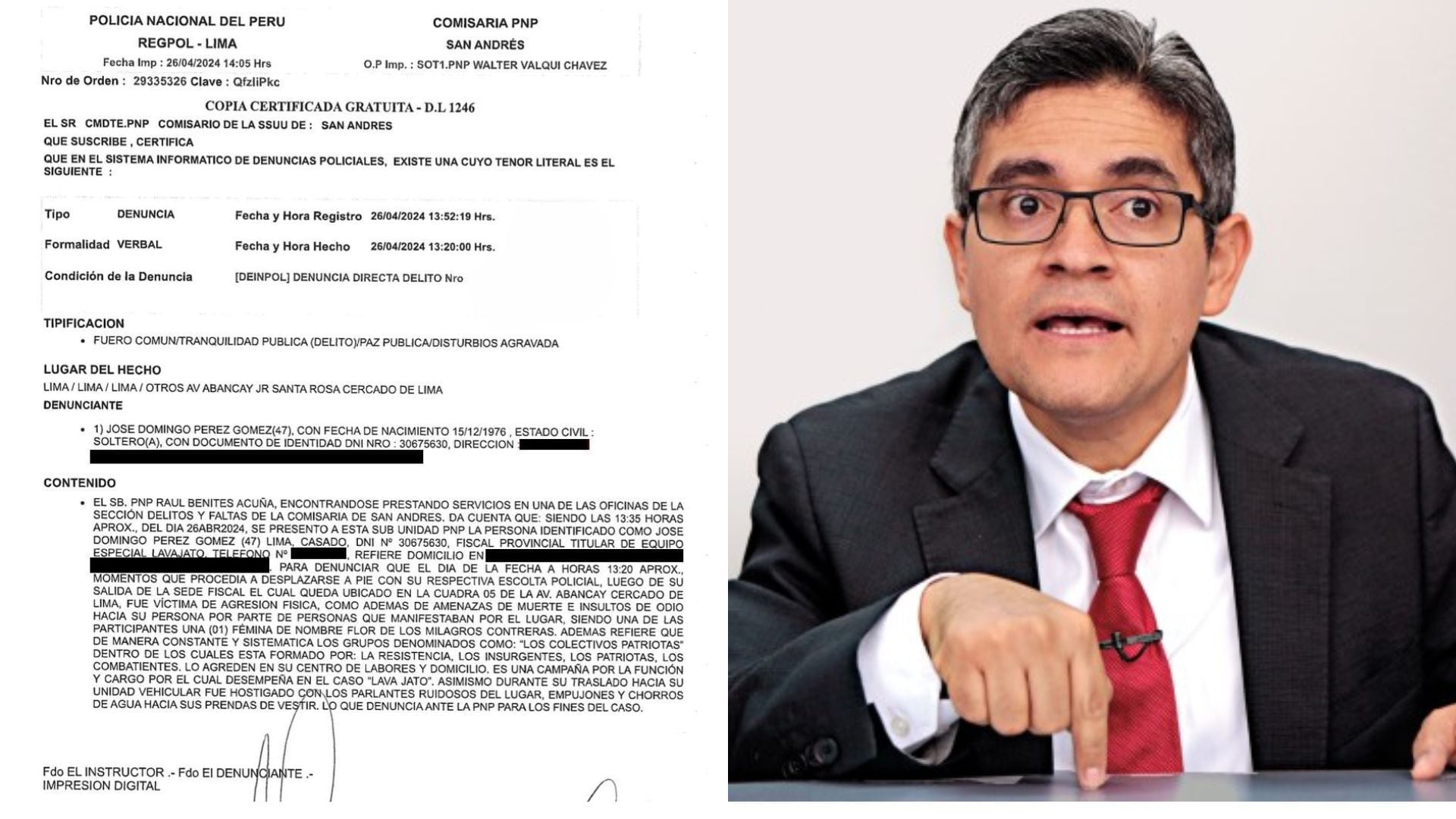 José Domingo Pérez presenta denuncia penal contra La Resistencia