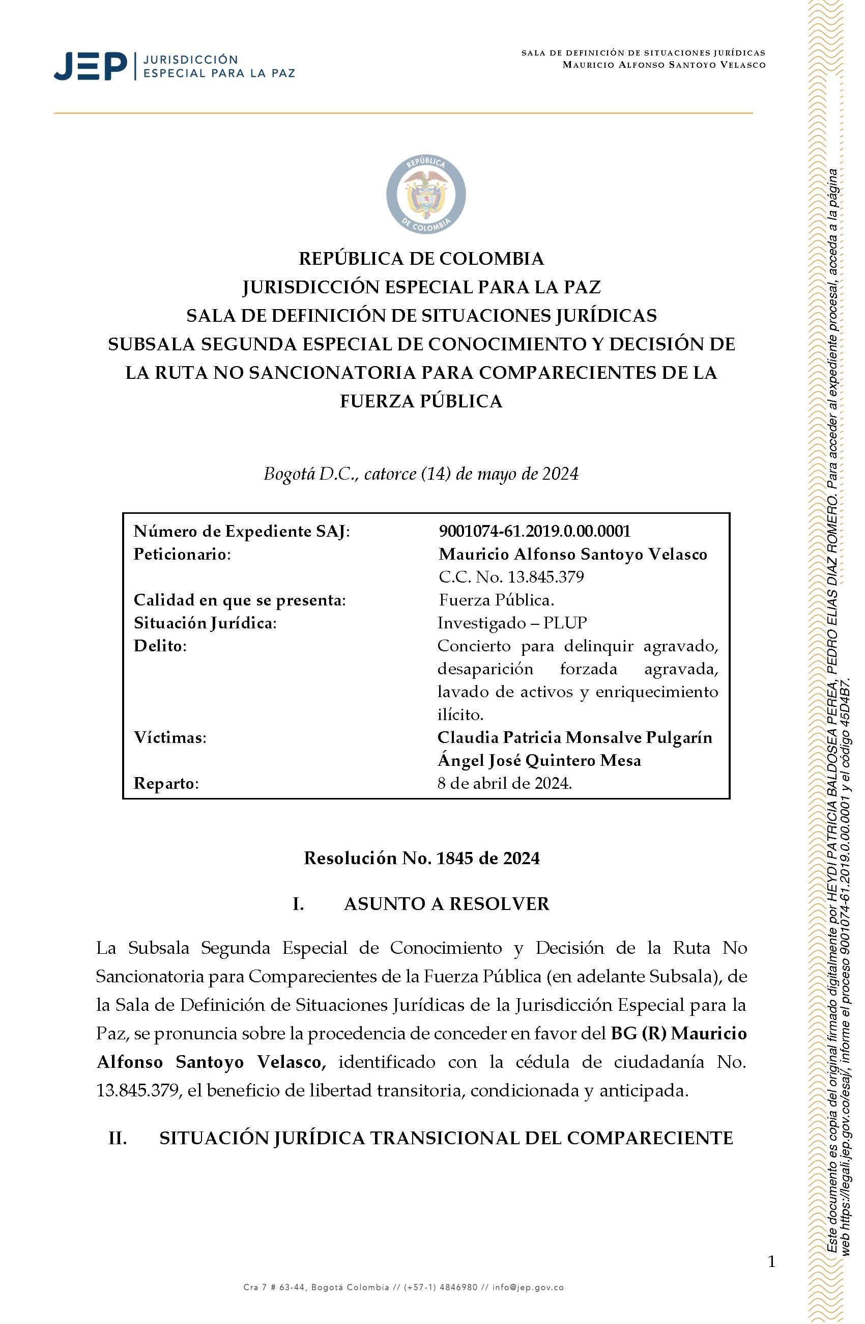 La Sala de Definición de Situaciones Jurídicas considera que sus aportes de verdad presentados en audiencia el pasado 21 de marzo no son suficientes -crédito @JEP_Colombia/X