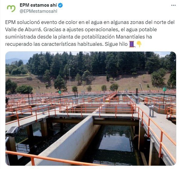 Publicación de EPM acerca de la coloración del agua