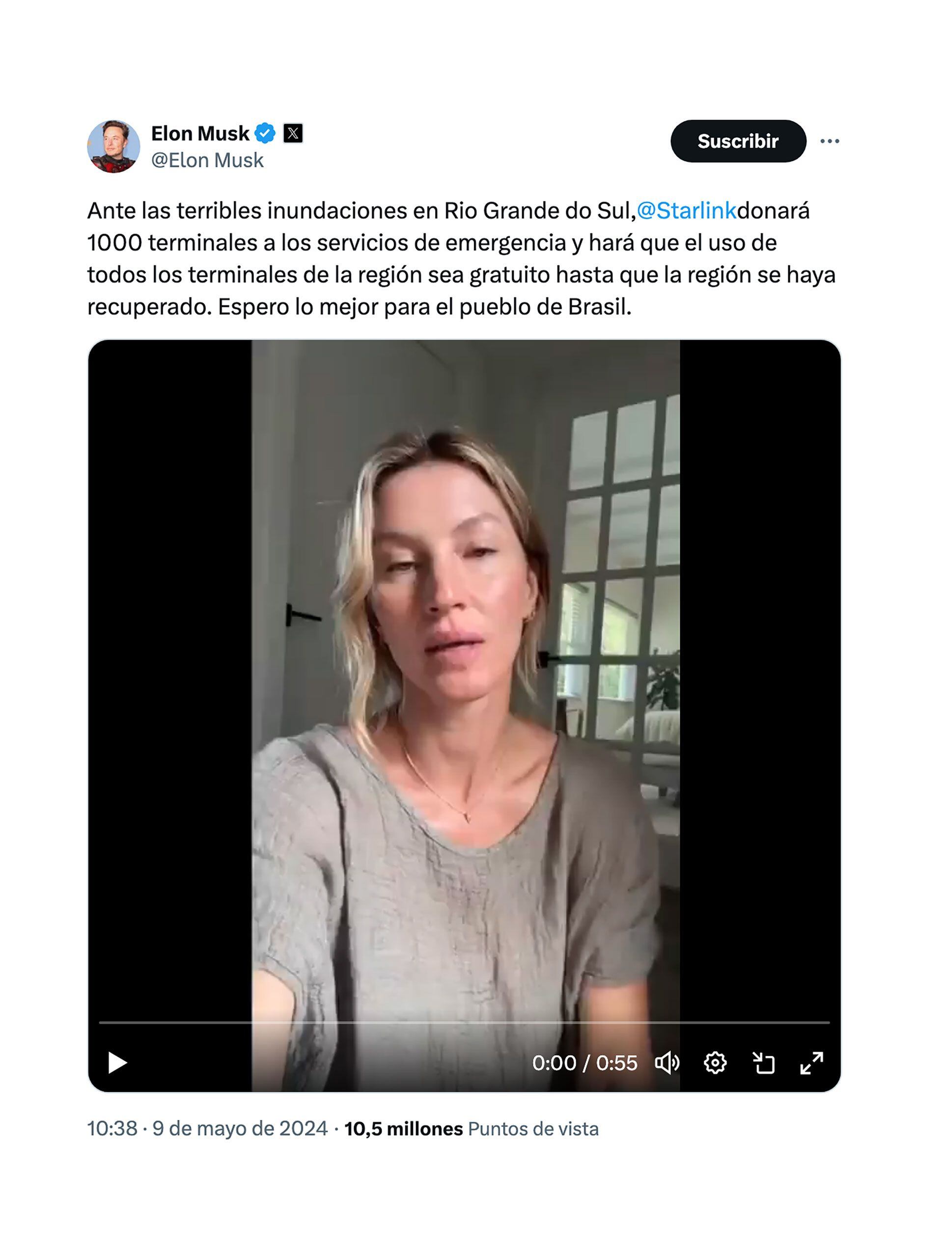 Gisele Bundchen Pidió Ayuda Por Las Inundaciones En Brasil Y Elon Musk Le Respondió En X