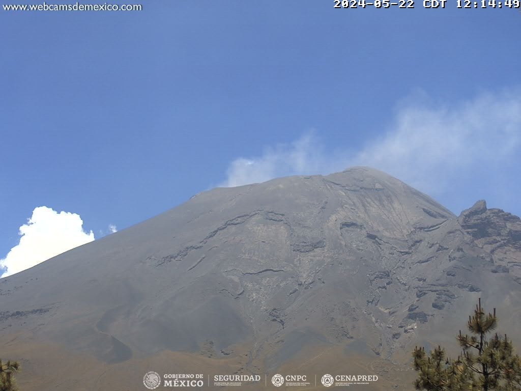 Foto del volcán Popocatépetl tomada este miércoles 22 de mayo