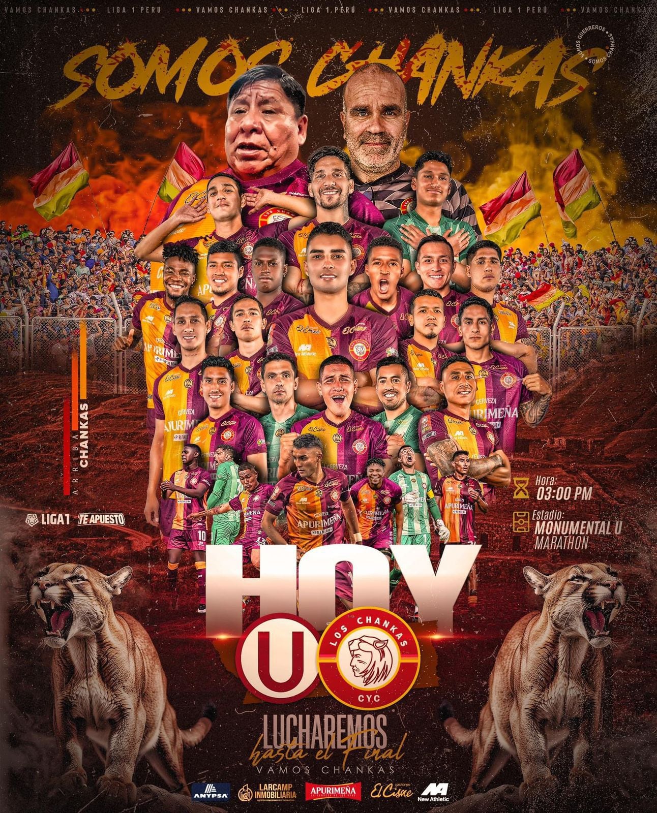 El póster de Los Chankas previo al partido ante Universitario por Liga 1 2024.