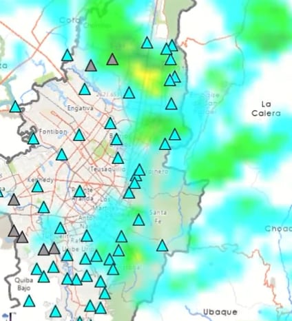 Llueve en distintos puntos de Bogotá - crédito @IDIGER/X