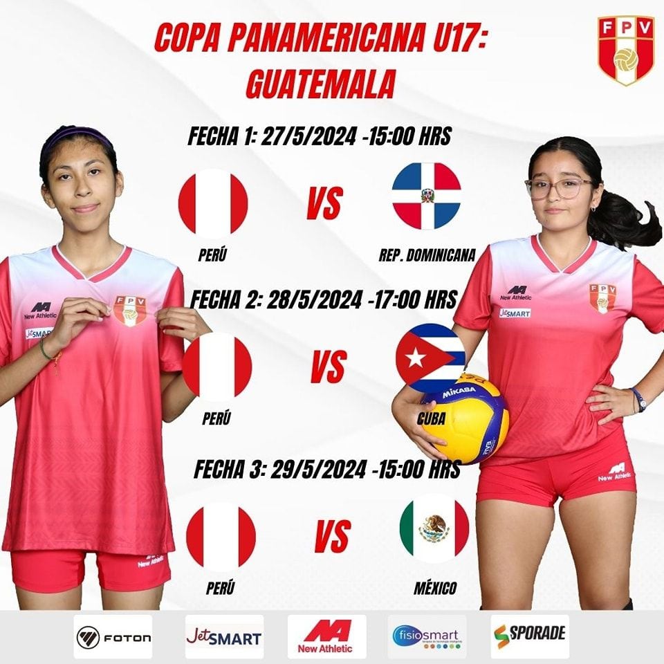 Fixture de la selección peruana en la Copa Panamericana de vóley sub 17.