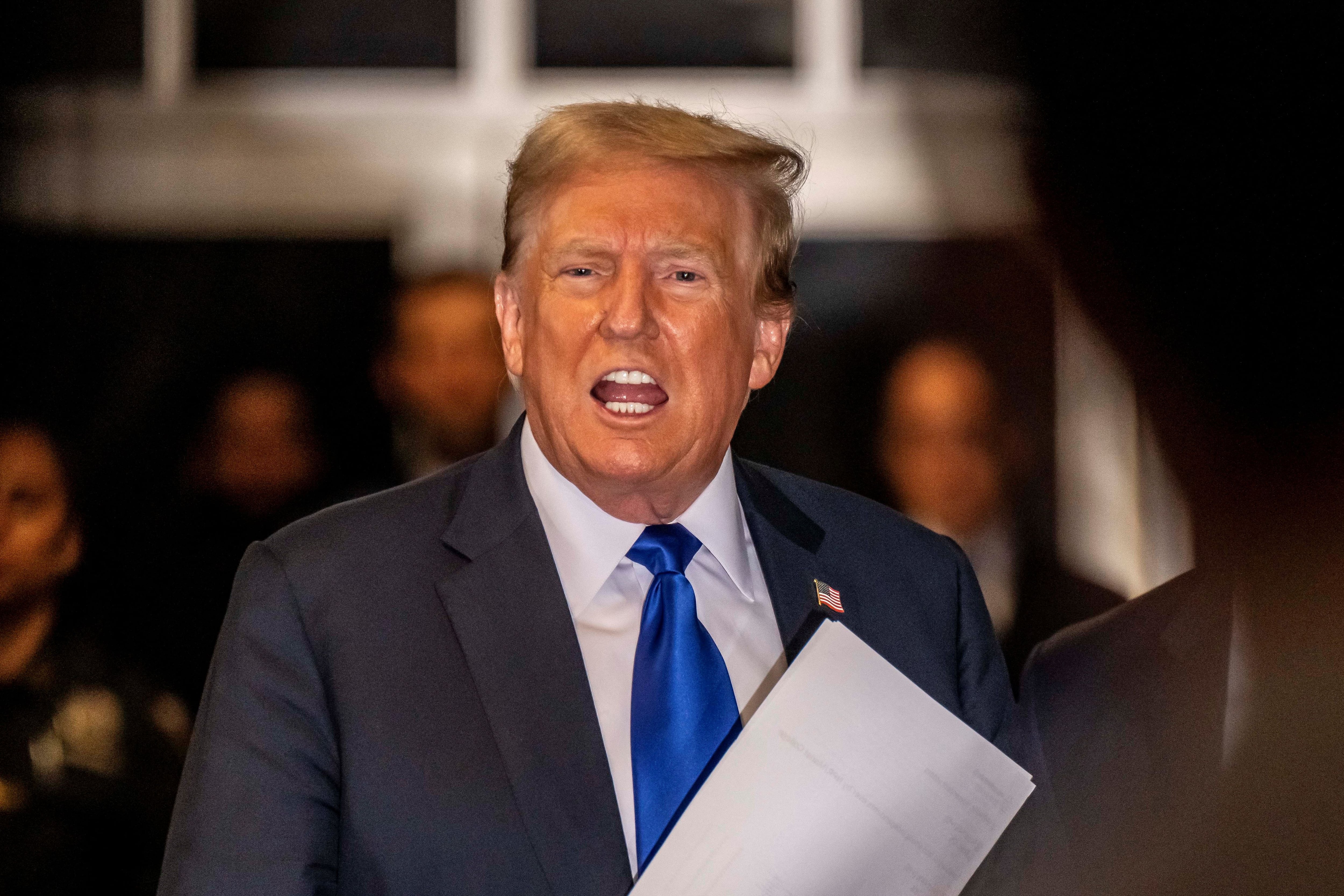 El expresidente Donald Trump en la sala del Tribunal Penal de Manhattan (Mark Peterson/REUTERS)