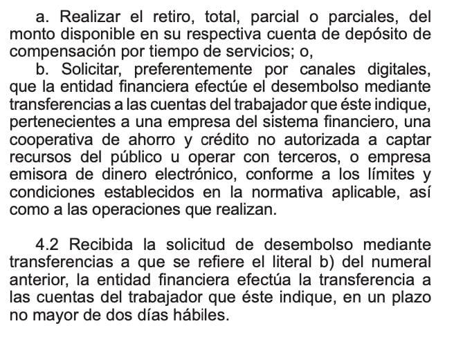 Pasos que retirar la CTS 2024, según reglamento publicado por gobierno de Dina Boluarte.