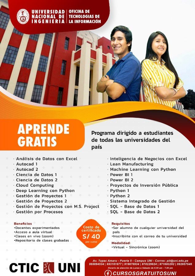 UNI lanza cursos gratuitos