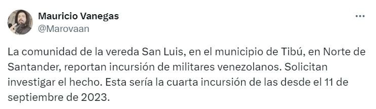 Autoridades y civiles de Norte de Santander se reúnen tras acusaciones de incursiones venezolanas en territorio colombiano - crédito captura de pantalla / X