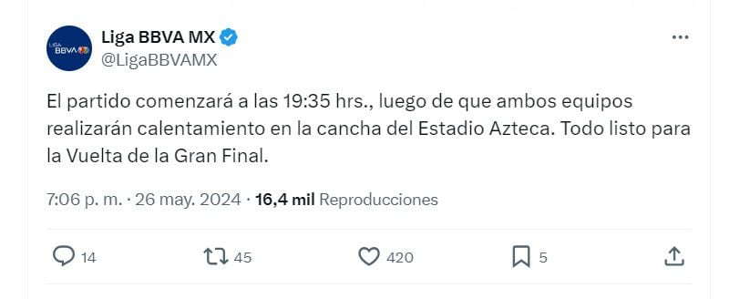 Horario Final Clausura 2024 América vs Cruz Azul