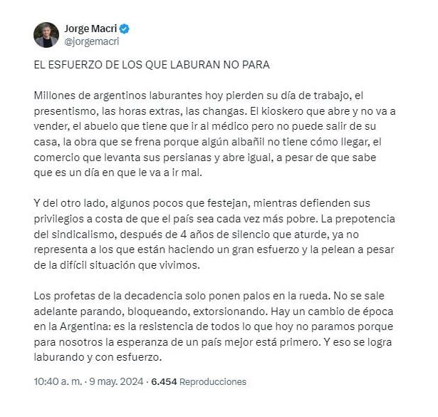 Jorge Macri publicación