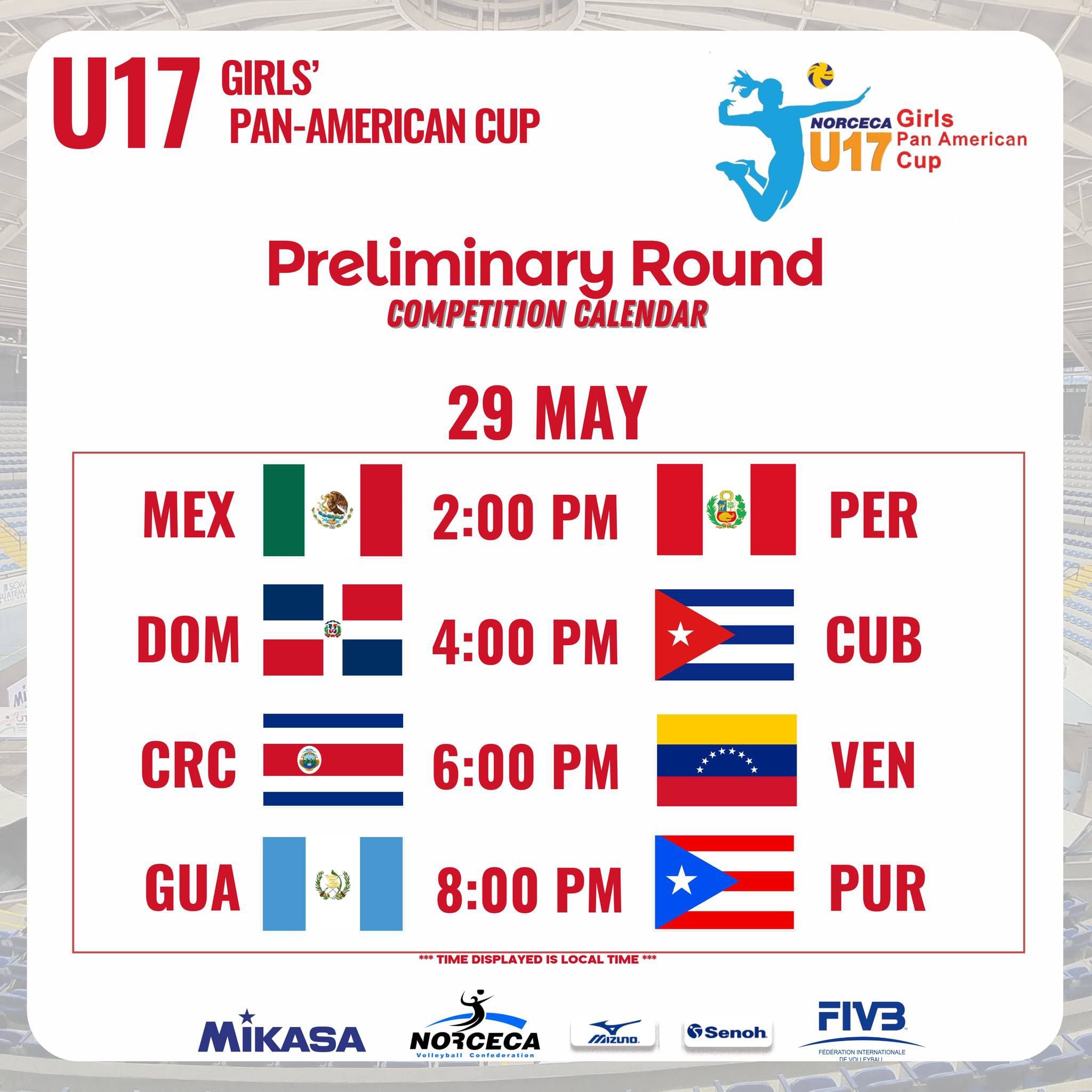 Calendario de la Copa Panamericana Sub 17 de vóley con Perú vs México.