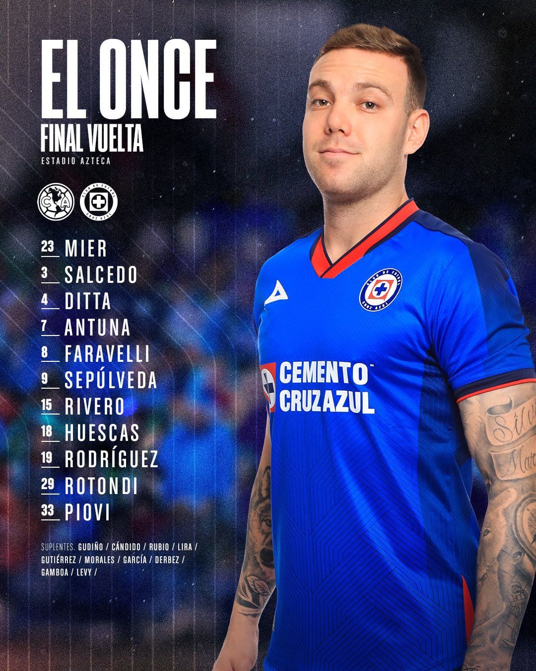 Alineación cruz azul