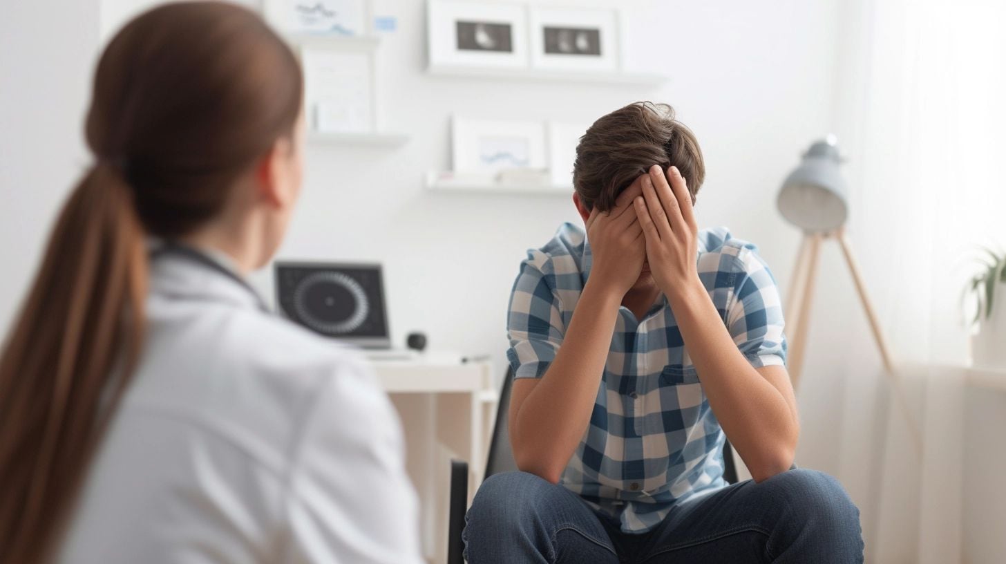 Joven adolescente sentado frente a un profesional de la salud mental, participando activamente en una sesión de terapia. Esta imagen captura la esencia del proceso terapéutico, donde la comunicación y el entendimiento mutuo son fundamentales para el desarrollo emocional y mental. (Imagen ilustrativa Infobae)