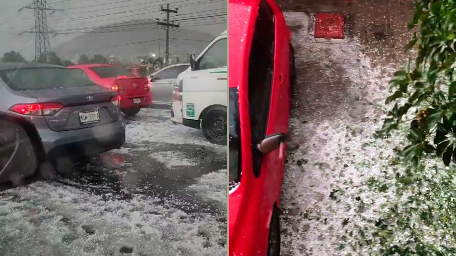 Foto de la caída de granizo en Ecatepec