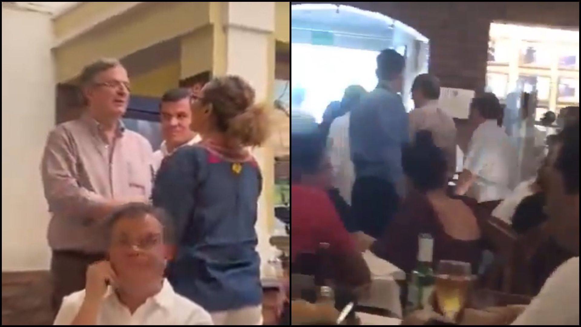 Capturas de pantalla del video donde se aprecia cómo corrieron a Marcelo Ebrard de un restaurante en Guadalajara, Jalisco