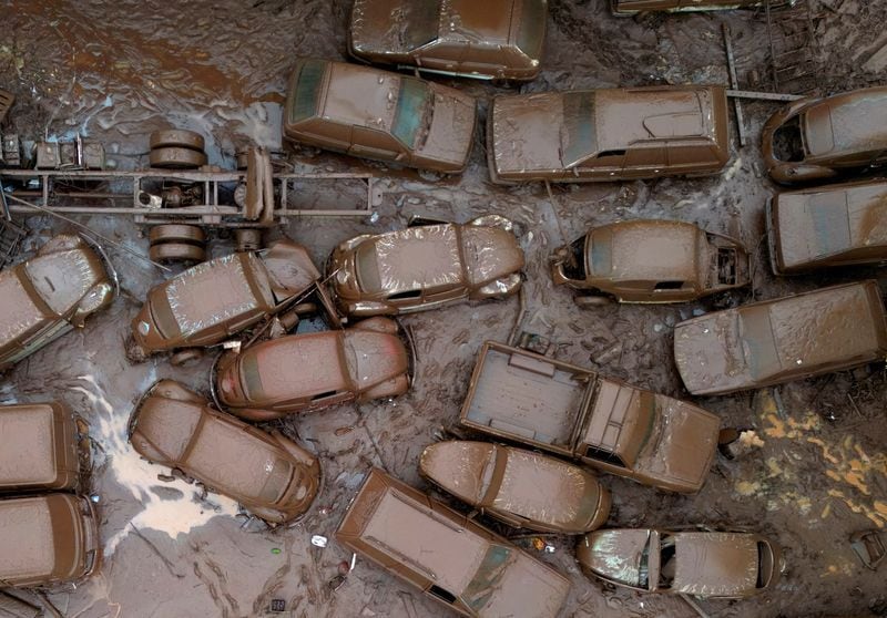 Imagen tomada desde un dron de una zona afectada por las lluvias torrenciales en Encantado, Rio Grande do Sul, Brasil. 3 mayo 2024. REUTERS/Diego Vara