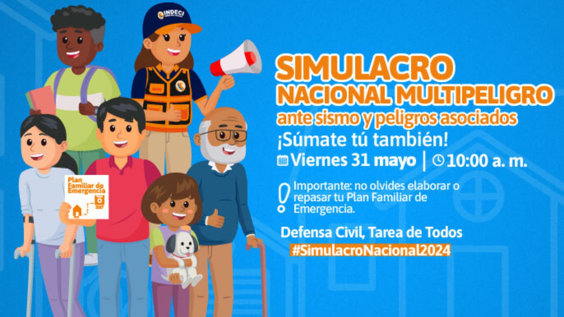 El próximo 31 de mayo, a las 10 de la mañana, se realizará un simulacro para fortalecer la respuesta ante terremotos, tsunamis y otros peligros naturales. (Gob)