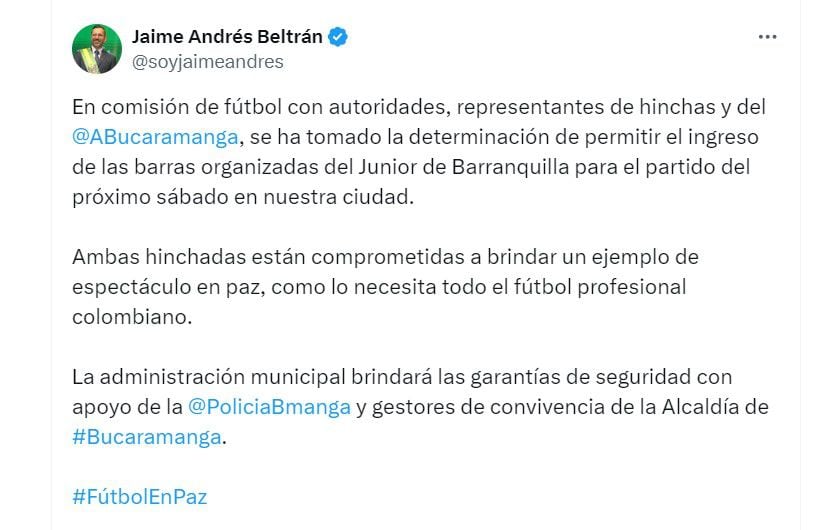 Jaime Andrés Beltrán en X