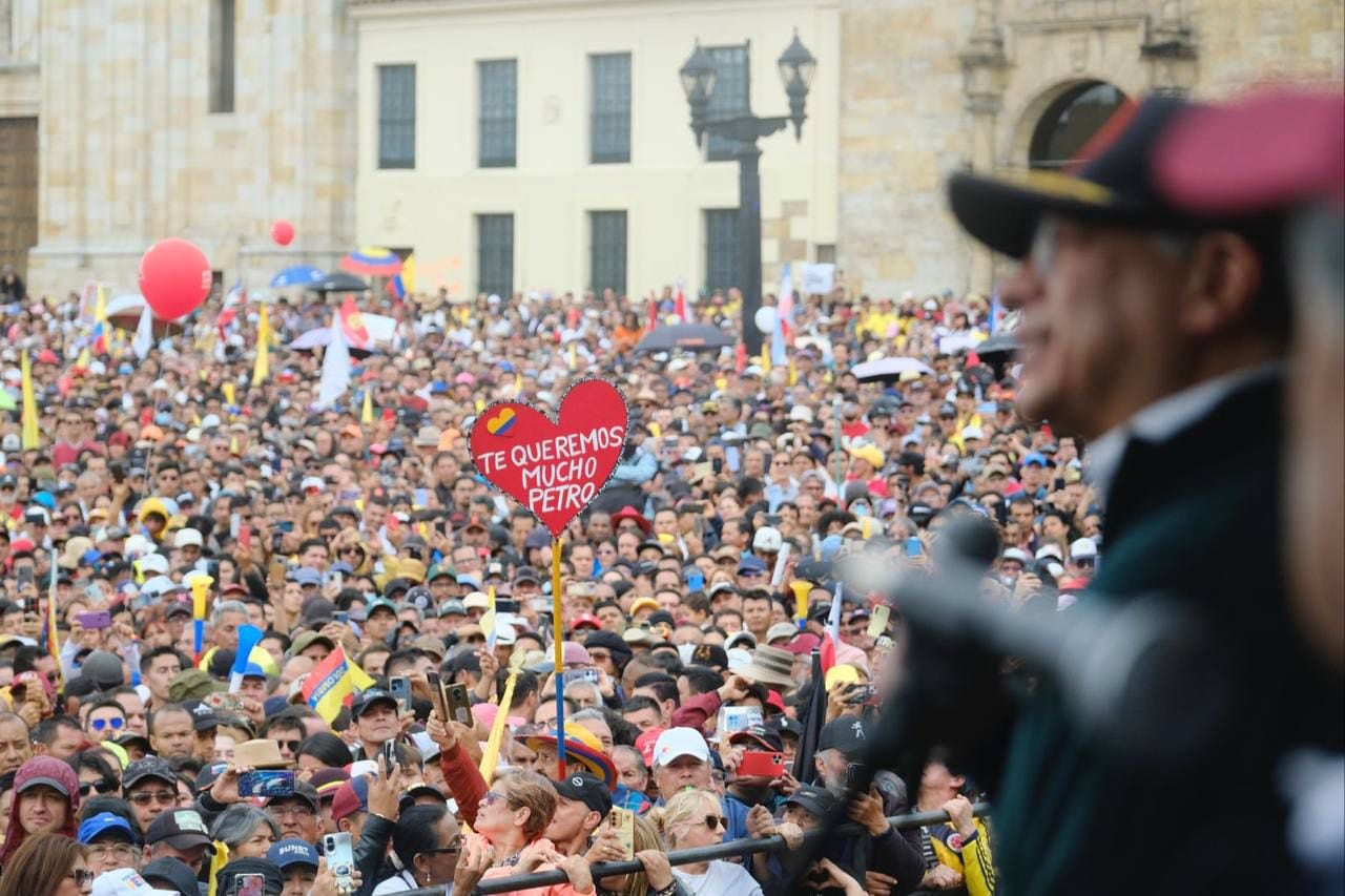 El presidente participó en la marcha y anunció que se romperán relaciones diplomáticas con Israel - crédito Presidencia