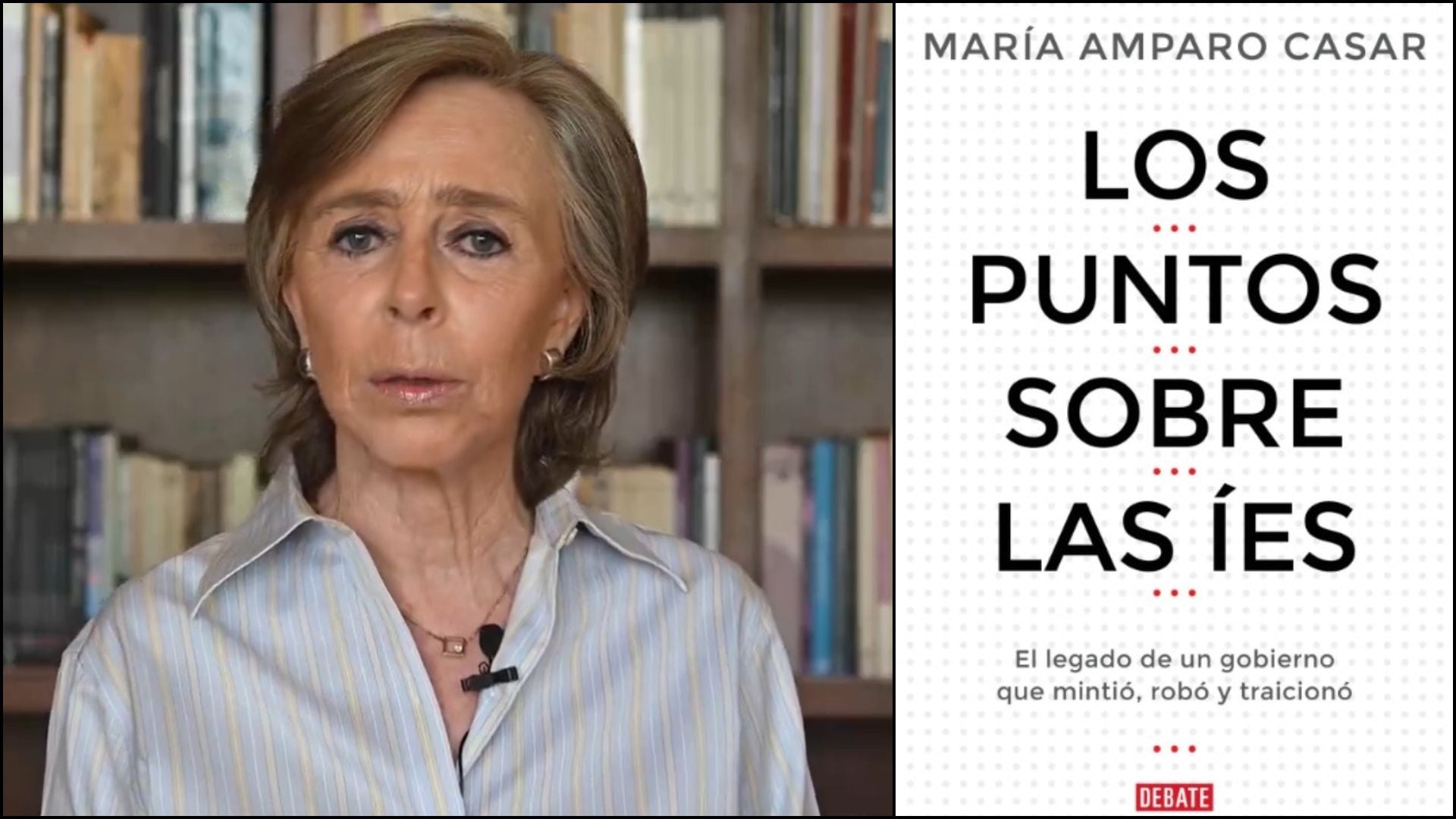 Fotografía de María Amparo Casar y su libro 'Los puntos sobre las íes. El legado de un gobierno que mintió, robó y traicionó'.