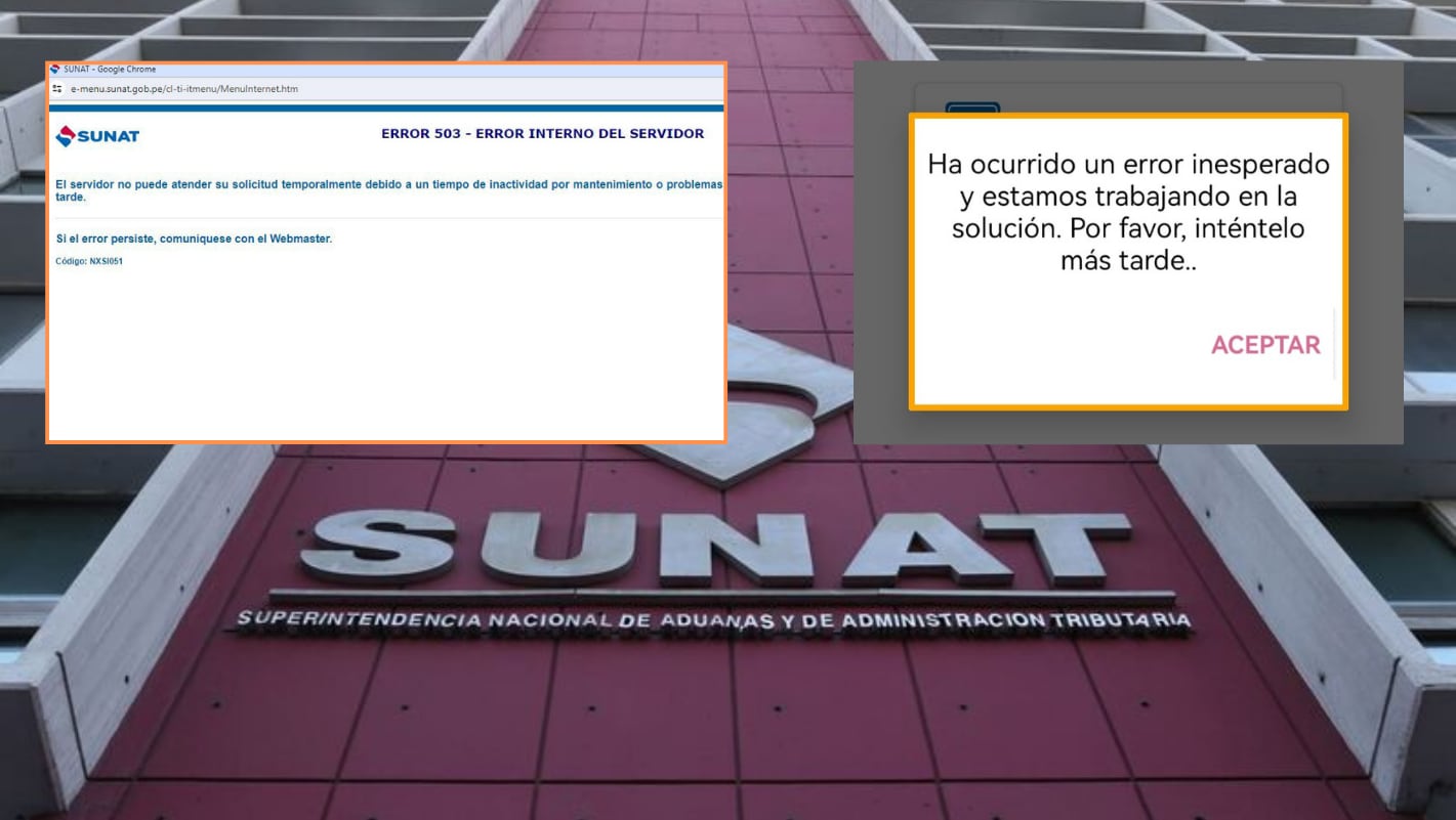 Web de la Sunat presenta fallas. (Foto: Infobae)