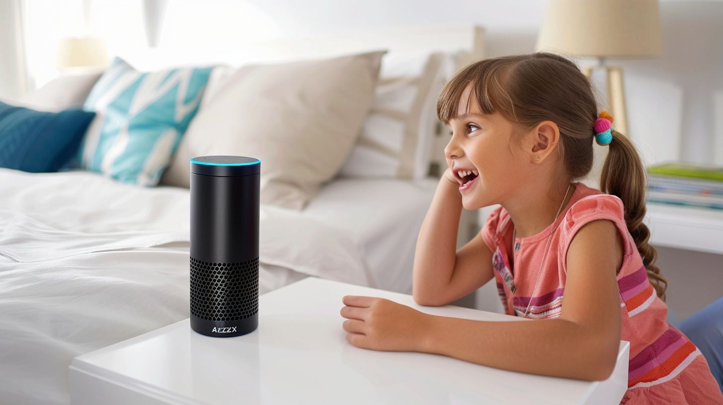 Una joven niña de menos de 10 años conversa con Alexa en su hogar - (Imagen Ilustrativa Infobae)