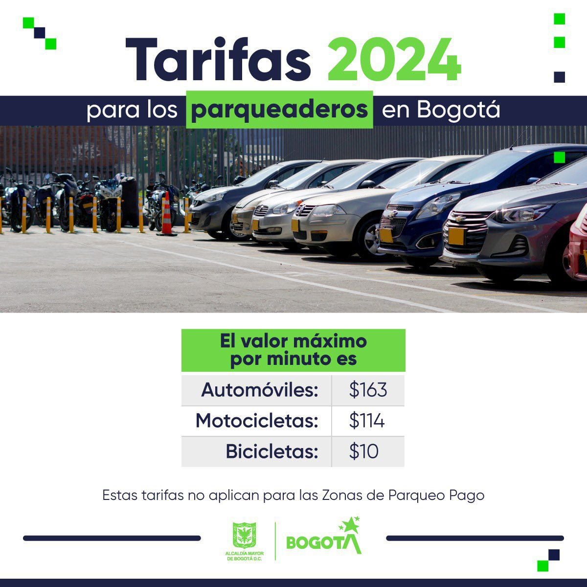 Estas son las tarifas actualizadas para los parqueaderos en Bogotá