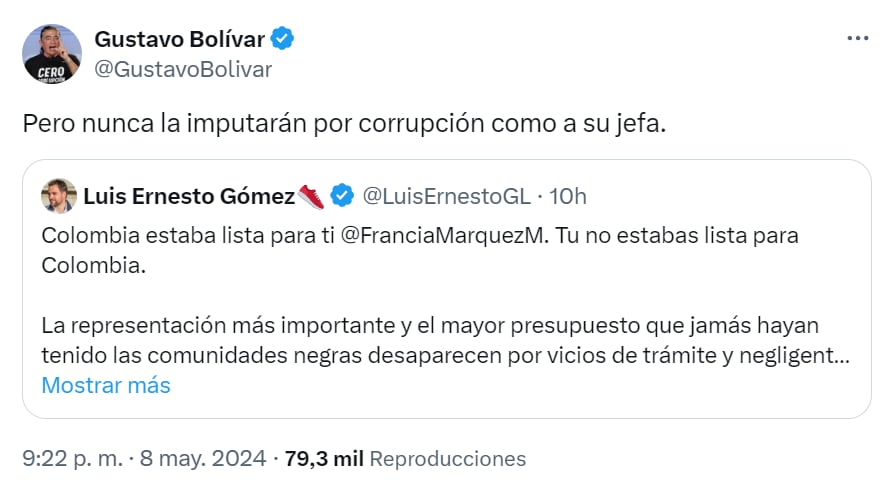 El director del DPS recordó que Claudia López fue llamada por la Fiscalía por posible financiación ilegal de campaña de Angélica Lozano - crédito red social X