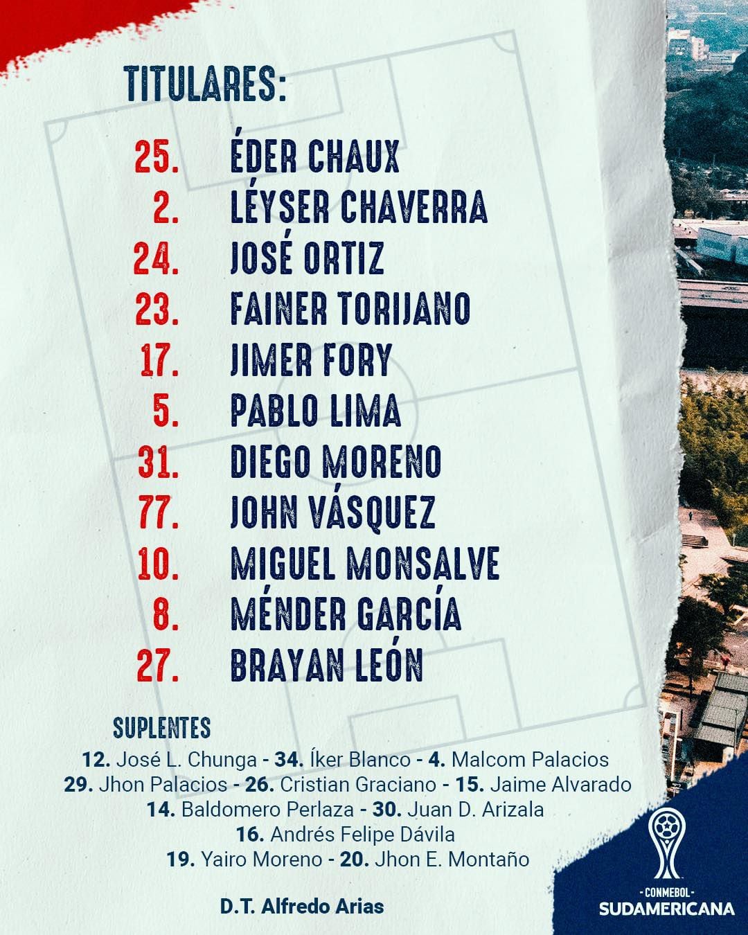 Alineación de DIM para enfrentar a César Vallejo por Copa Sudamericana.