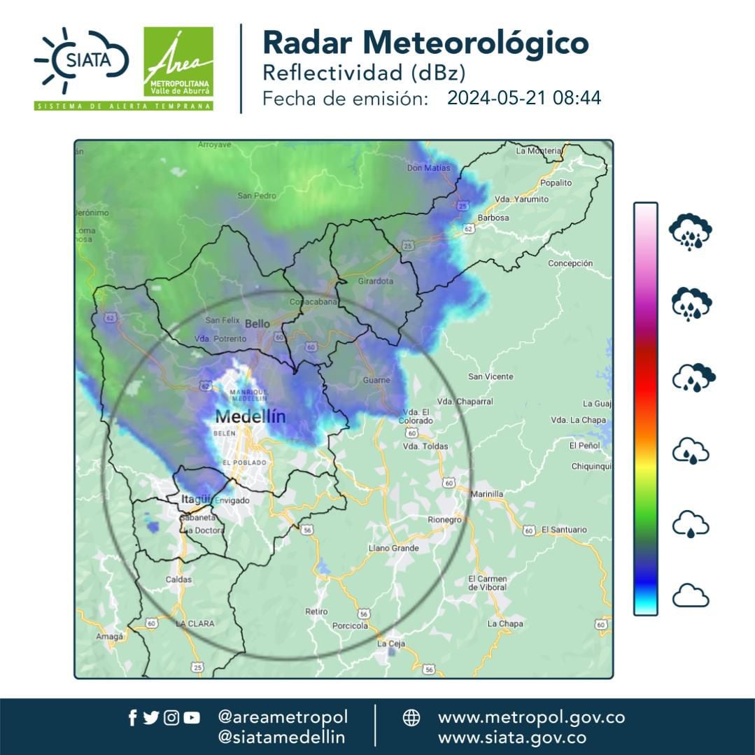 Así está el clima en Medellín este 21 de mayo - crédito @siatamedellin/X